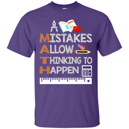 Math Lover T-shirt Mistakes Allow Thinking To Happen Purple