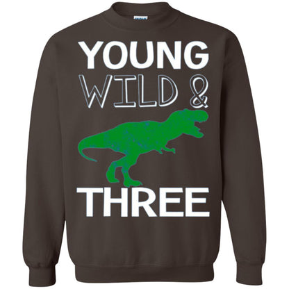 Dinosaur T-shirt Young Wild And Three Dark Chocolate