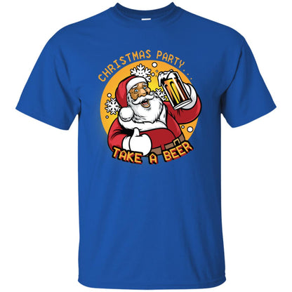 Christmas Party Take A Beer Santa X-mas Gift Shirt Royal