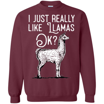 Alpaca T-shirt I Just Really Like Llamas Ok Maroon