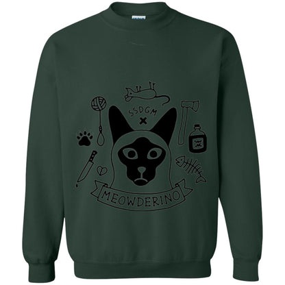 Meowderino T-shirt True Crime Cat Forest Green