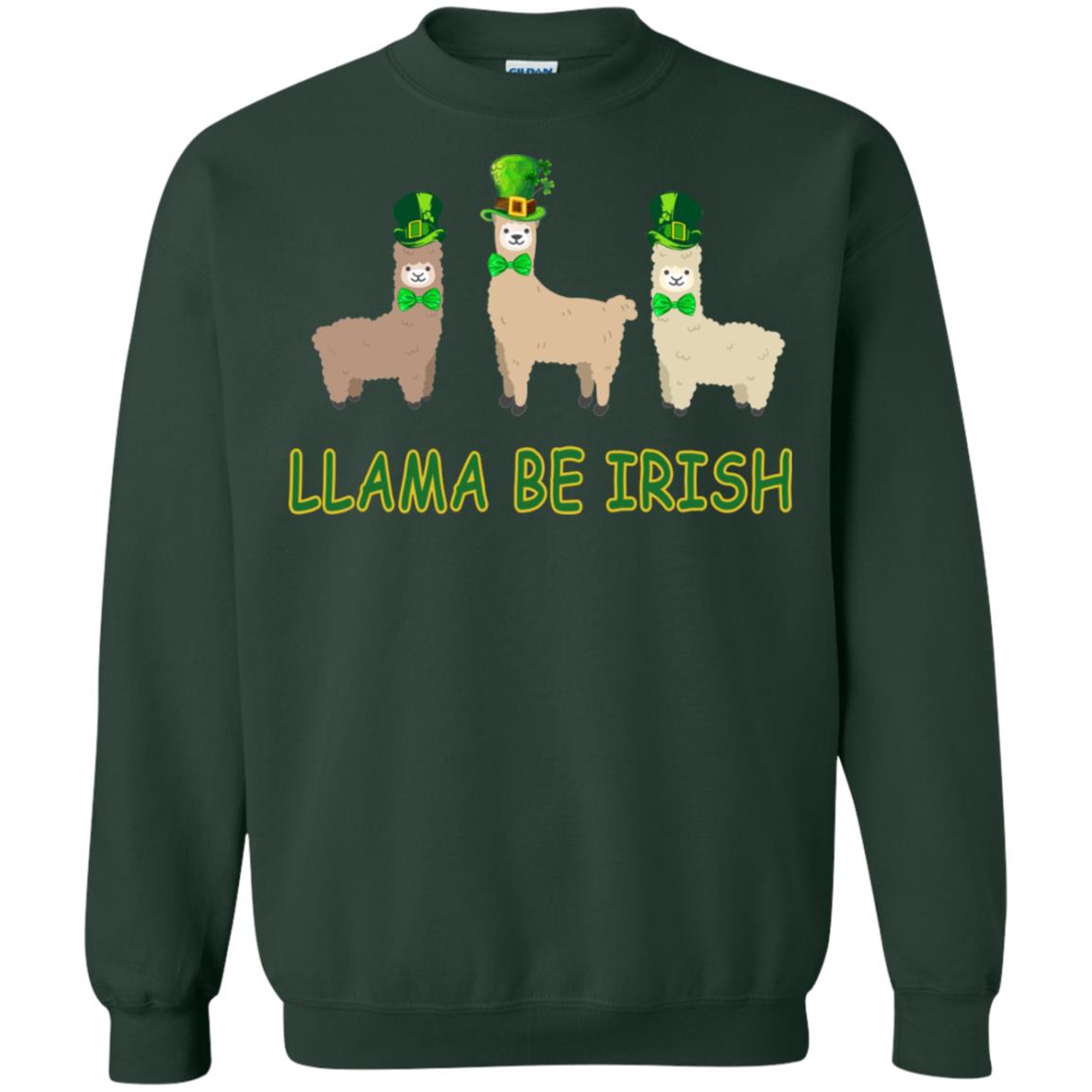 Llama Be Irish Ireland Gift Shirt Forest Green