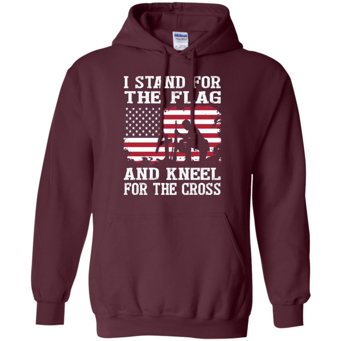 I Stand For The Flag And Kneel For The Cross Military T-shirt Maroon