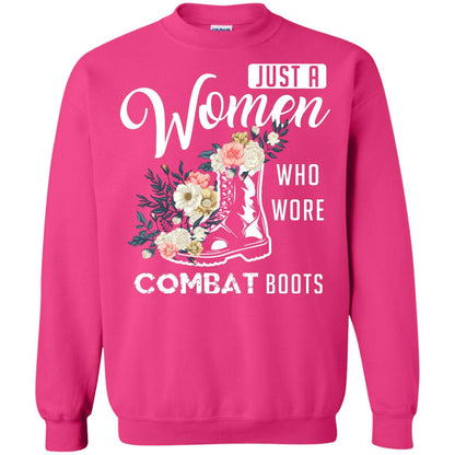 Just A Women Who Wore Combat Boots Female Veteran T-shirt Heliconia