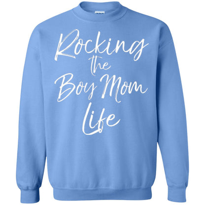 Mom T-shirt Rocking The Boy Mom Life Carolina Blue