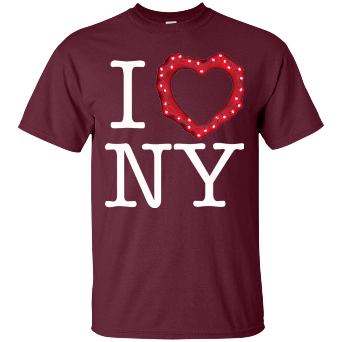 I Heart Love Ny Glowing String Lights New York T-shirt Maroon