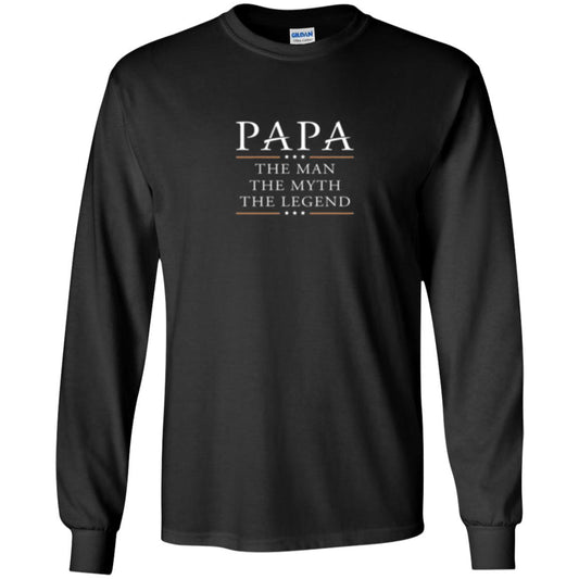 Family T-shirt Papa The Myth The Legend Black