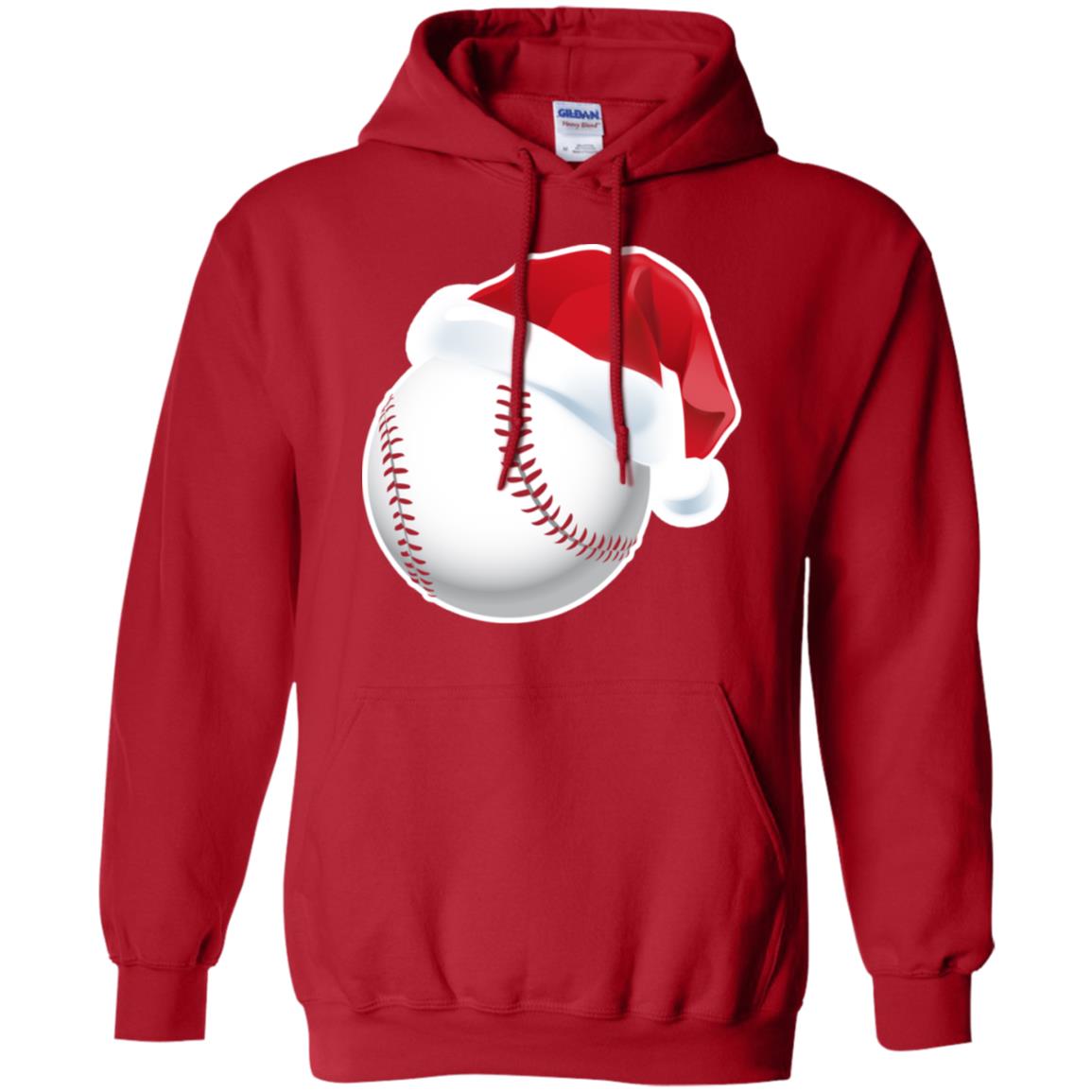 Baseball With Santa Claus Hat X-mas Shirt For Baseball Lovers Red