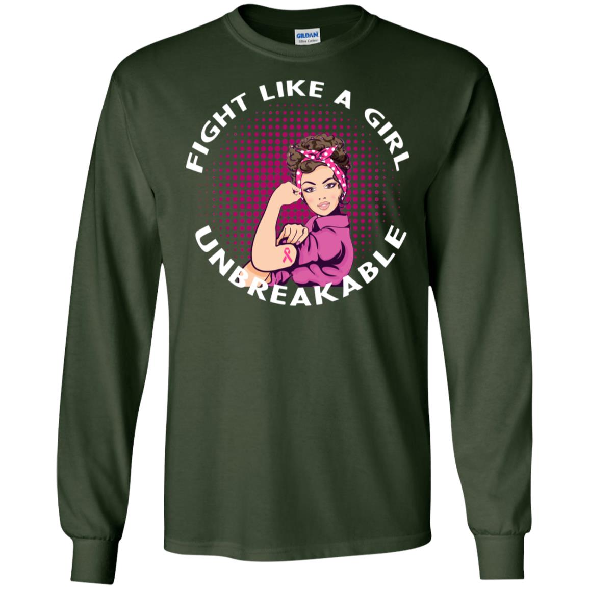 Fight Like A Girl Unbreakable Breast Awareness Shirt Forest Green