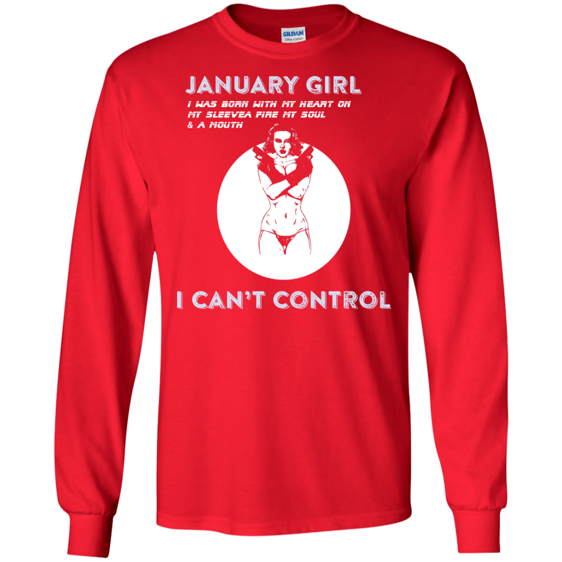 January Girl I Was Born With My Heart T-shirt Red