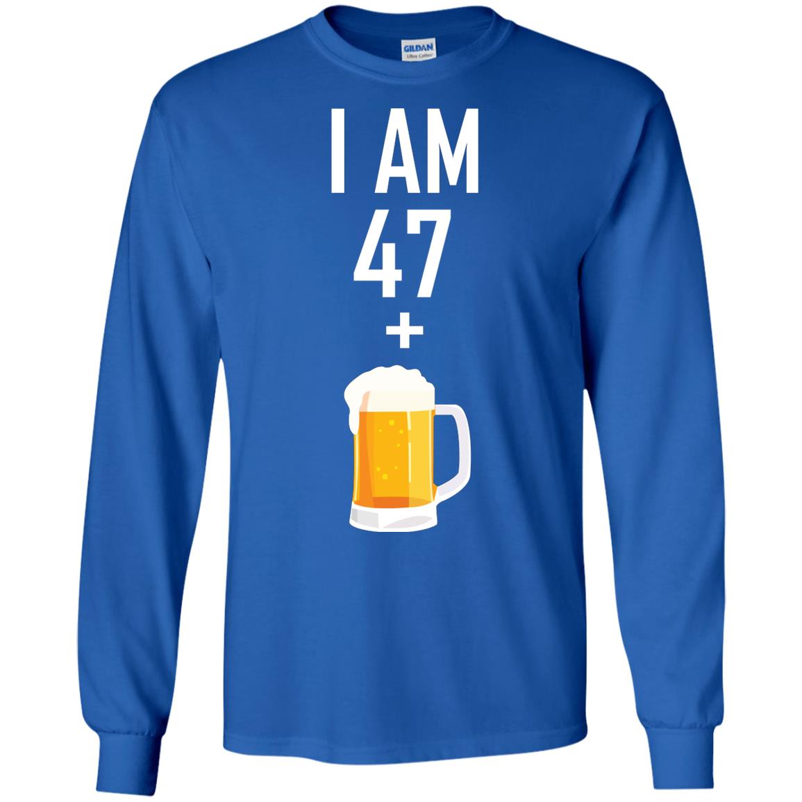 I Am 47 Plus 1 Beer 48th Birthday T-shirt Royal