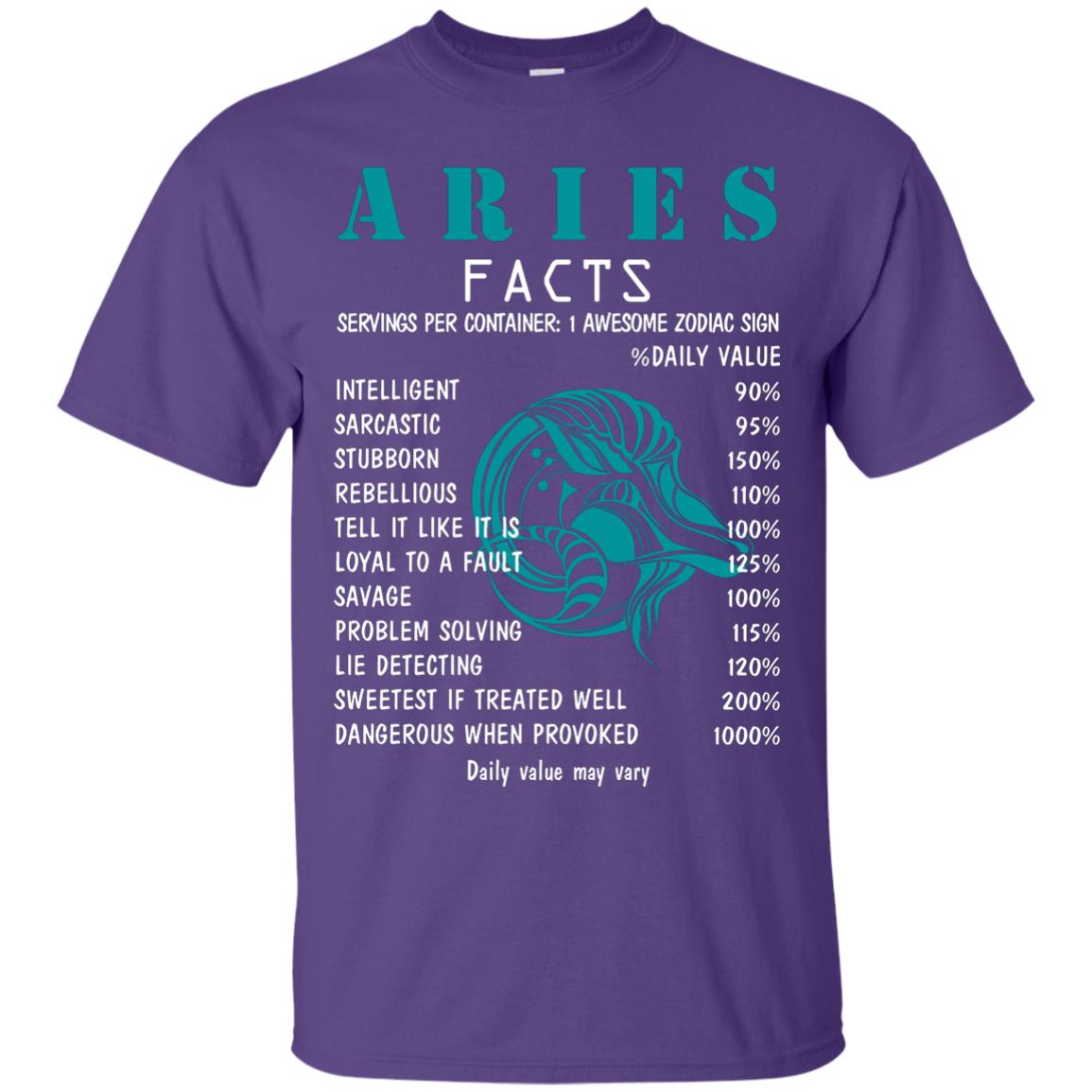Aries Facts 1 Awesome Zodiac Sign Gift Shirt For Aries Horoscope Purple