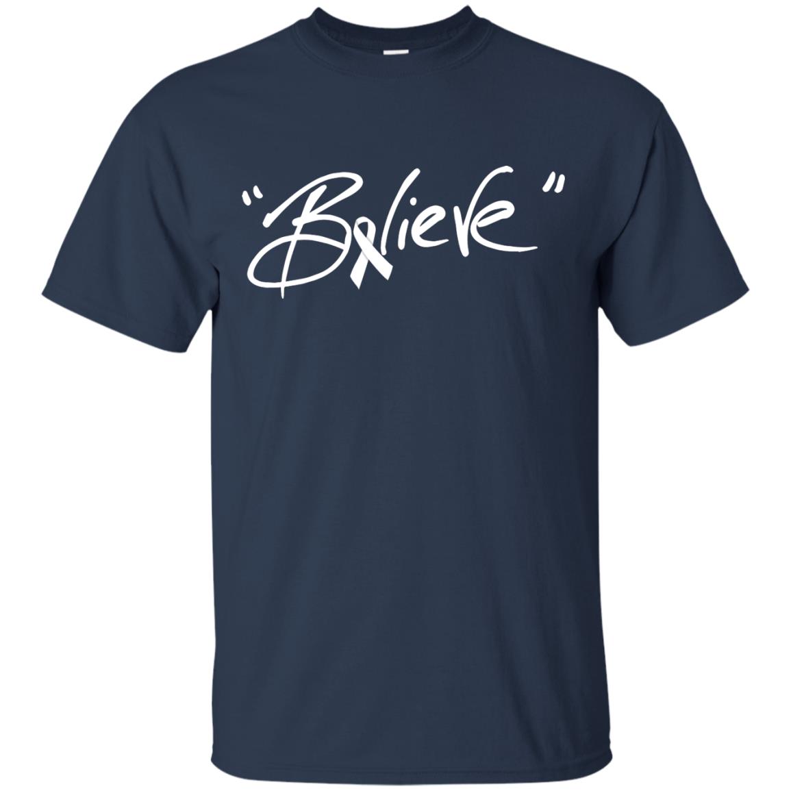 Lung Cancer Awareness Shirt Clear Ribbon Believe Navy