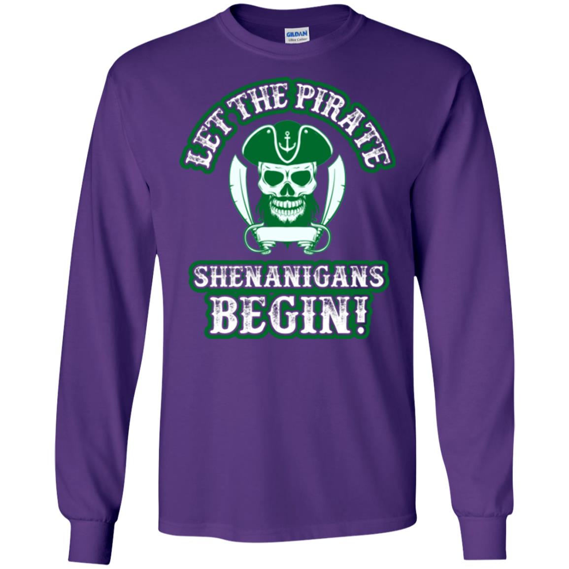 Saint Patrick's Day T-shirt Let The Pirate Shenanigans Begin Purple