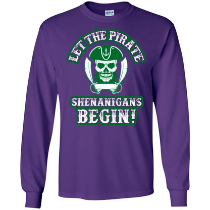 Saint Patrick's Day T-shirt Let The Pirate Shenanigans Begin Purple