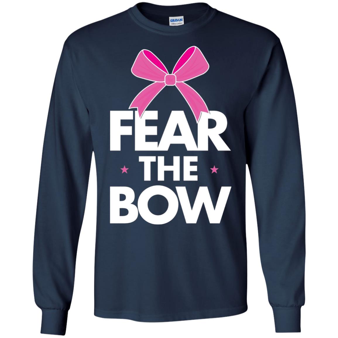 Fear The Bow Big Pink Bow Cheerleader Apparel Shirt Navy