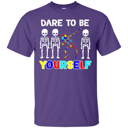 Sleketon Dabbing Dare To Be Yourself Autism Awareness T-shirt Purple