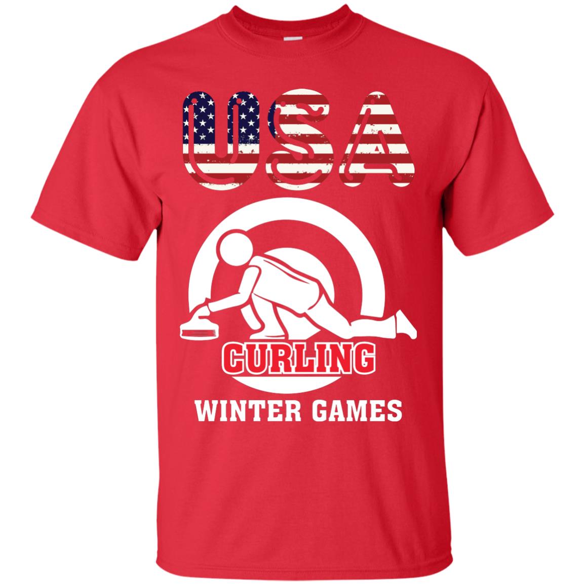 Usa Curling Winter Games Curling Lover T-shirt Red