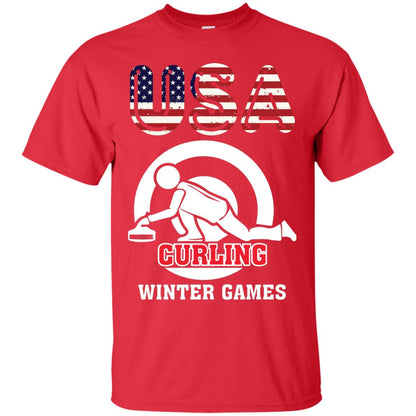 Usa Curling Winter Games Curling Lover T-shirt Red