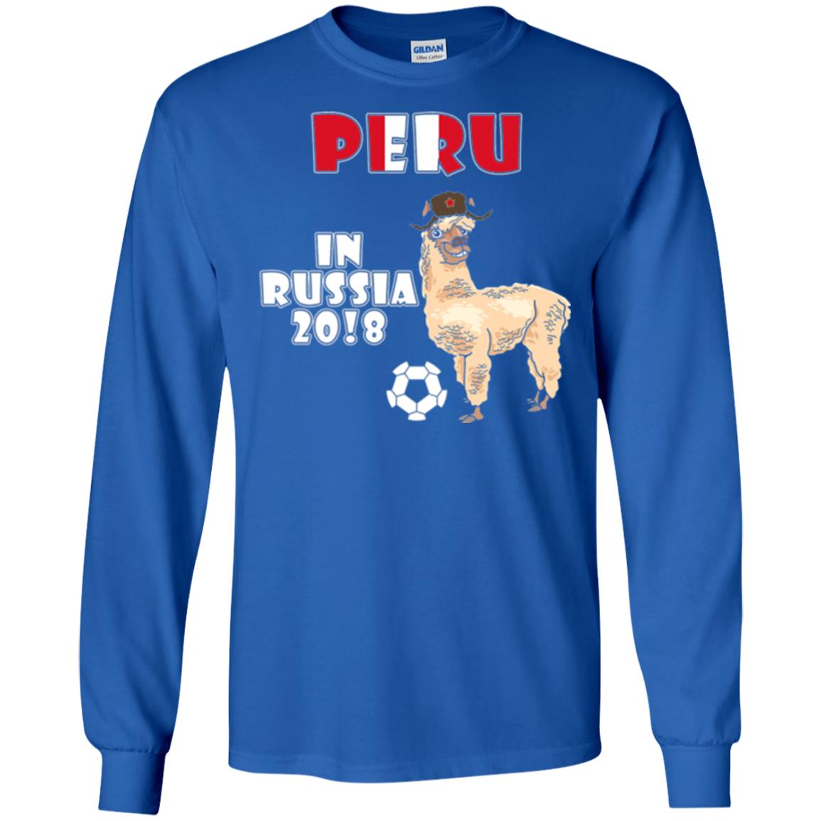 Soccer T-shirt Peru National Team Llama In Russia 2018 Cup Royal