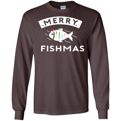 Merry Christmas Fisherman T-shirt Merry Fishmas Dark Chocolate