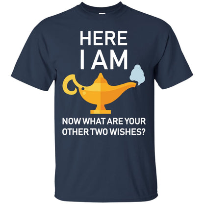 Here I Am Now What Are Your Other Two Wishes Lamp Shirt Navy