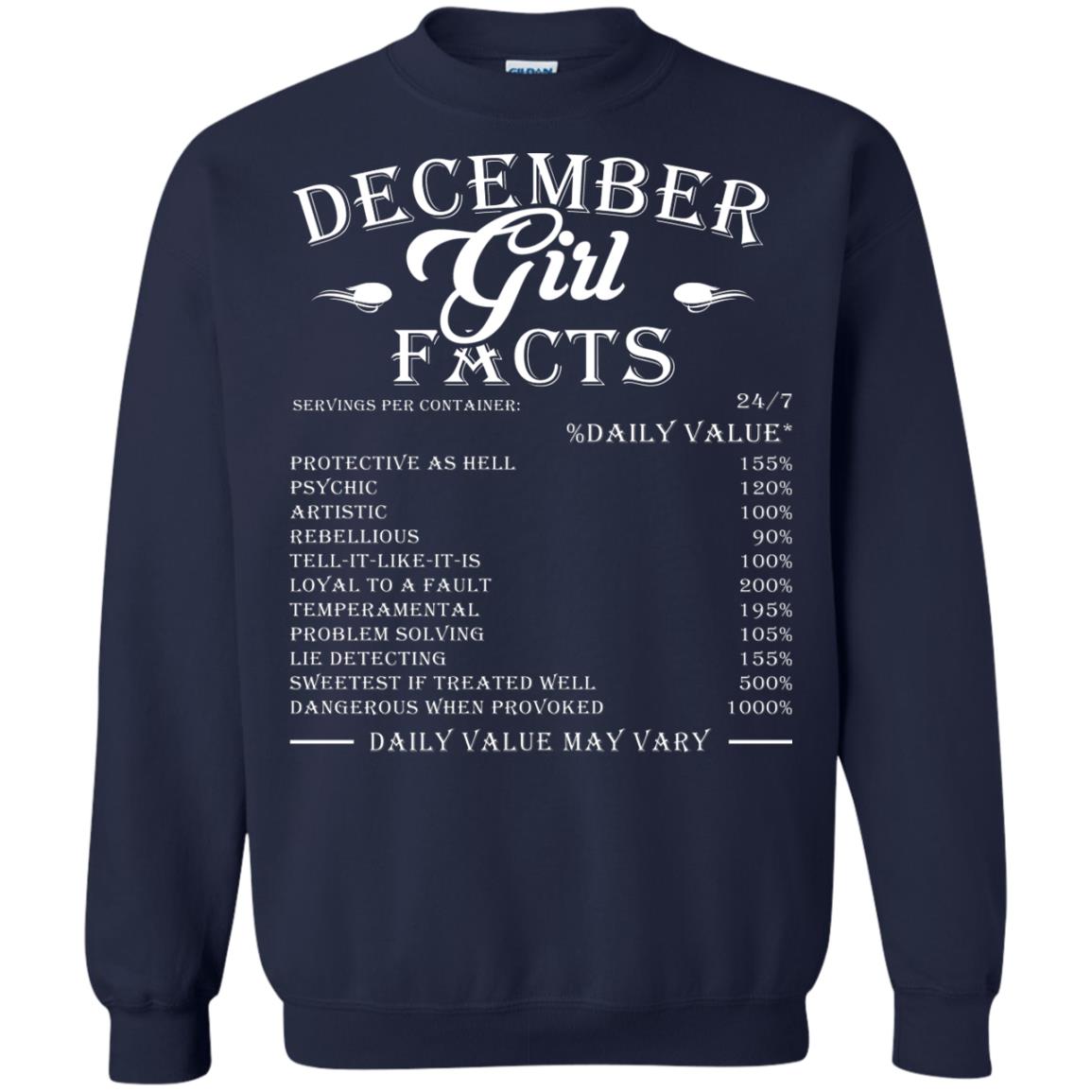 December Girl Facts T-shirt Navy