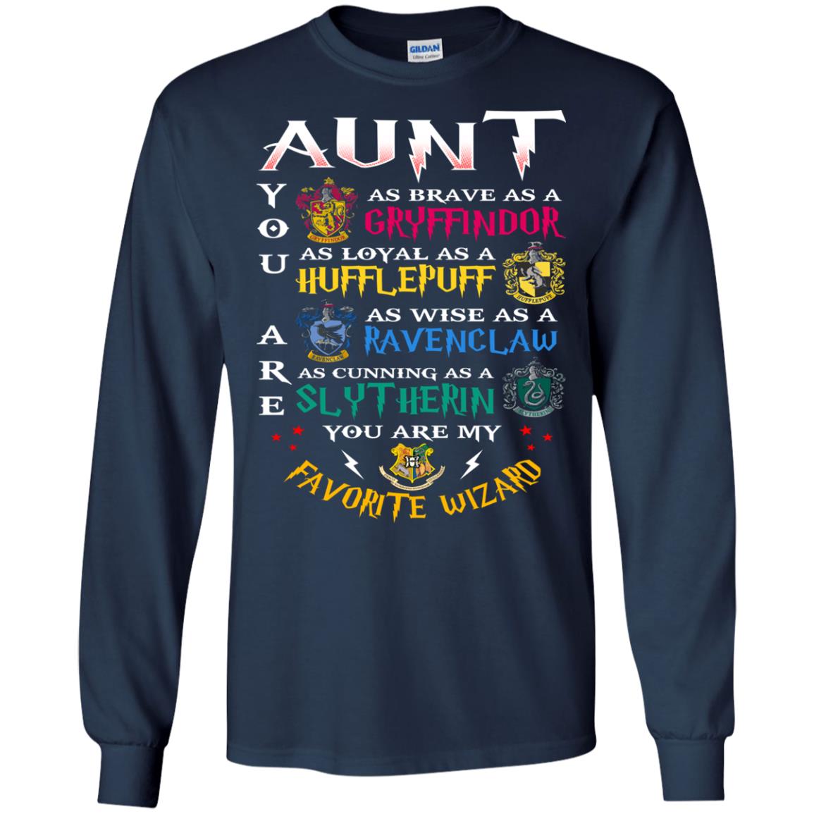 Aunt My Favorite Wizard Harry Potter Fan T-shirt Navy