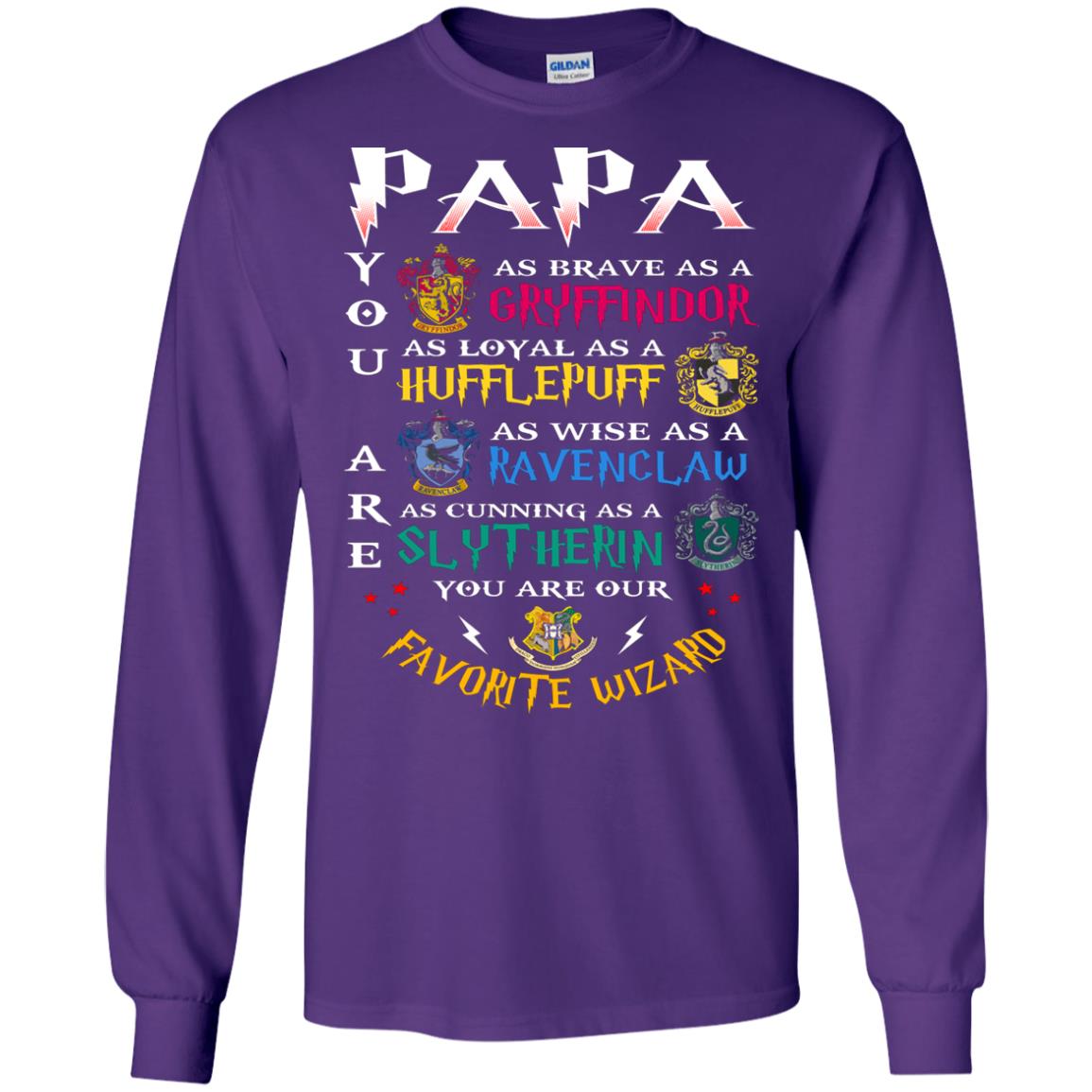 Papa Our  Favorite Wizard Harry Potter Fan T-shirtG240 Gildan LS Ultra Cotton T-Shirt