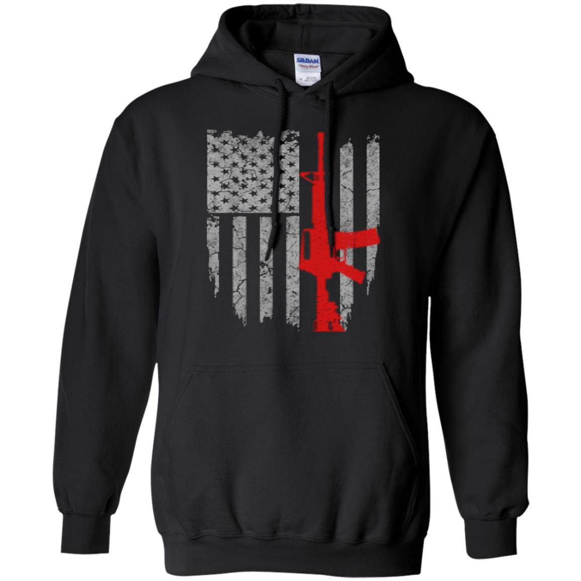 Hunting Lover T-shirt Gun Usa Flag Black