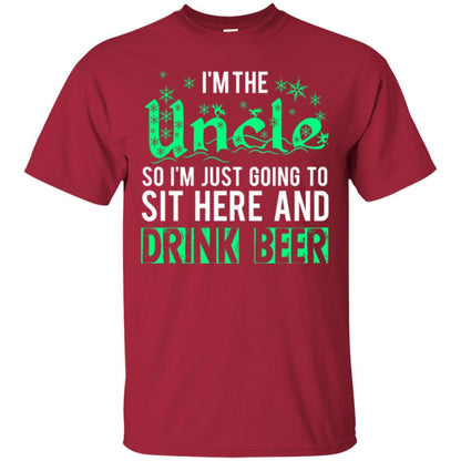 Uncle T-shirt I_m Just Going To Sit Here And Drink Beer Cardinal