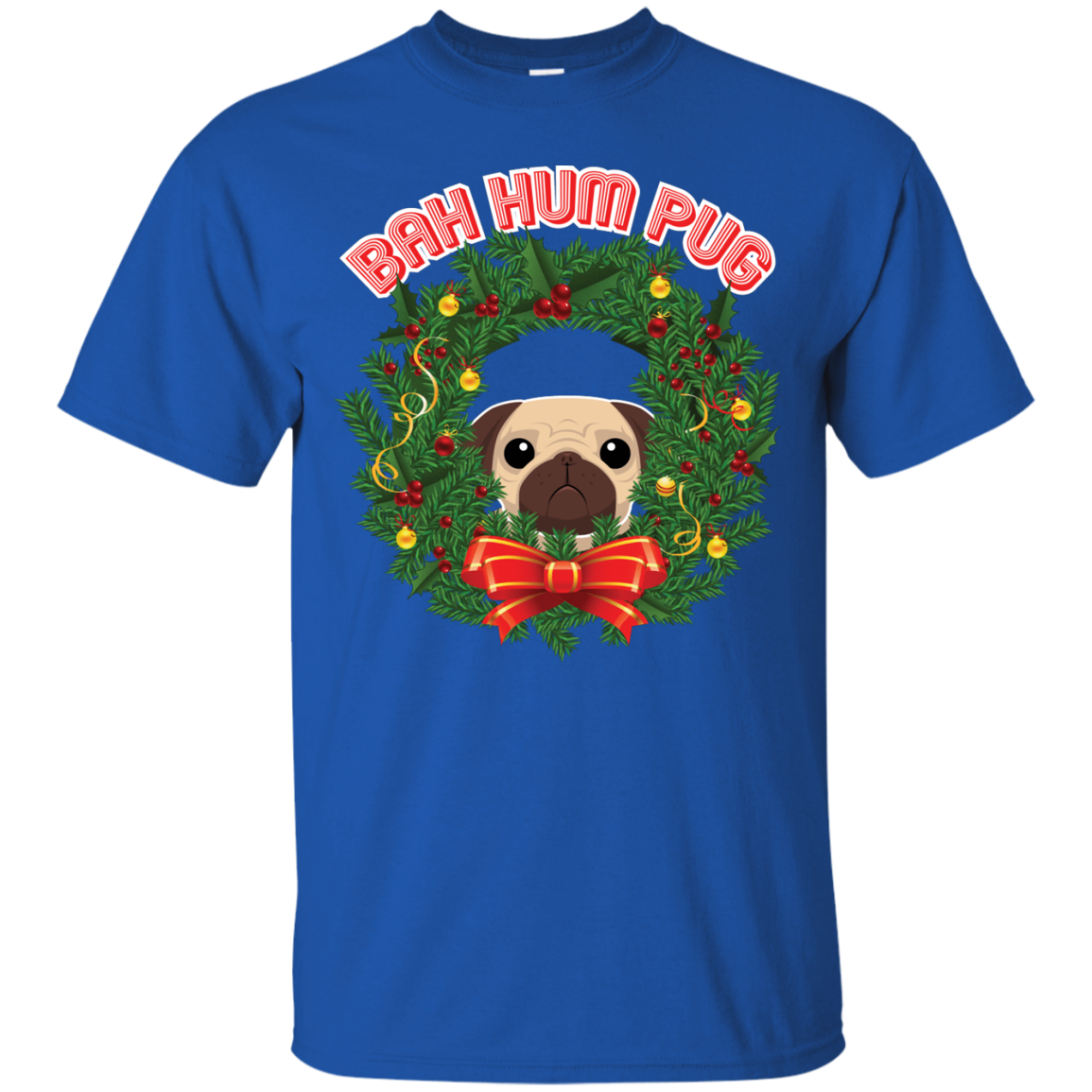 Christmas T-Shirt Bah Hum Pug Royal