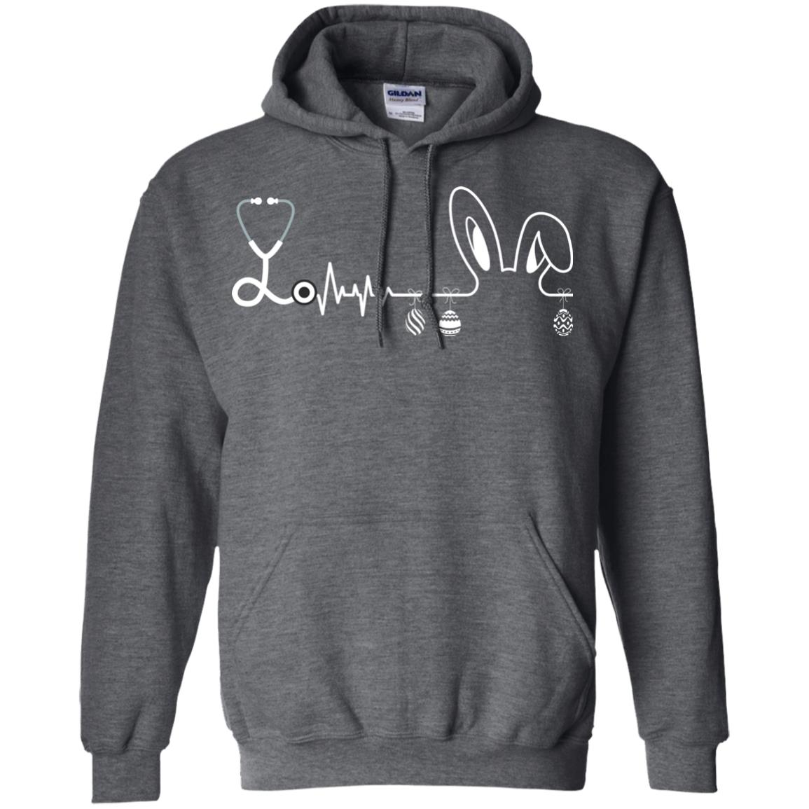 Easter Bunny Nurse Heartbeat T-shirt For Nursing Lover Dark Heather