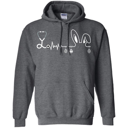Easter Bunny Nurse Heartbeat T-shirt For Nursing Lover Dark Heather