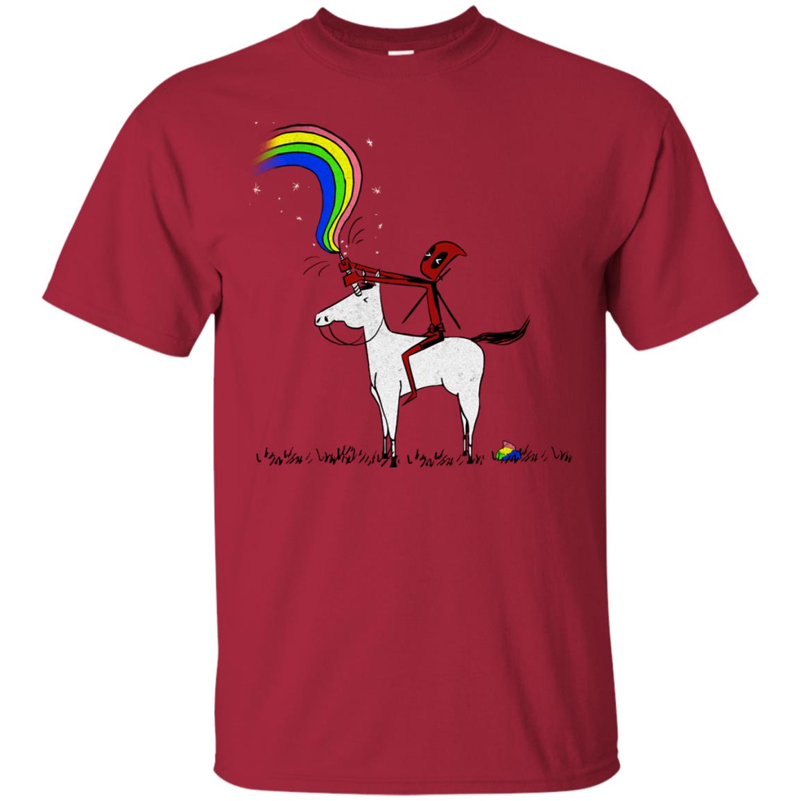 Deadpool With Unicorn Movie T-shirt Cardinal