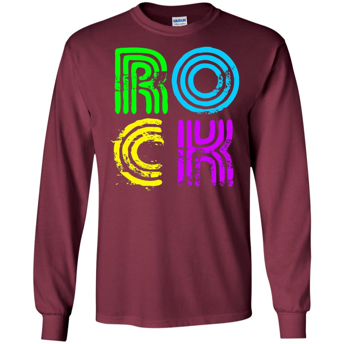 Bright Neon Colours Rock 80_s Retro Theme T-shirt Maroon