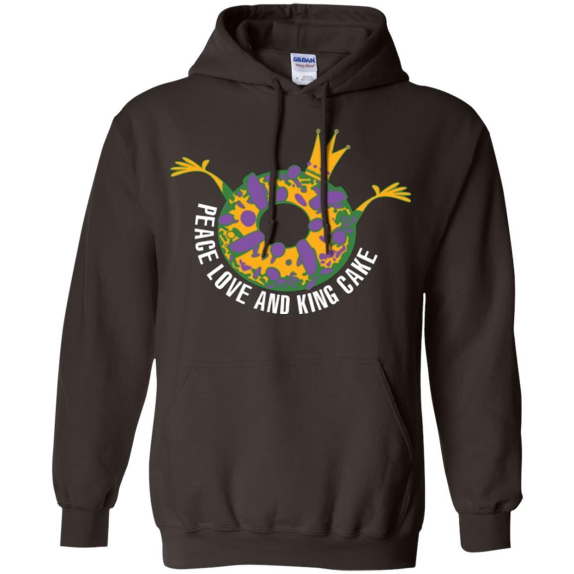 Mardi Gras T-shirt Peace Love And King Cake Dark Chocolate