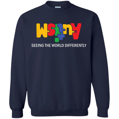 Autism Awareness T-shirt Seeing The World Differently Navy