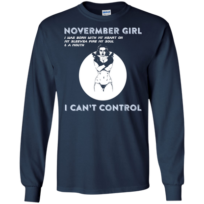 November Girl I Was Born With My Heart T-shirt Navy