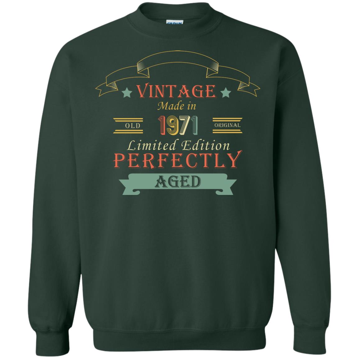 Vintage Made In Old 1971 Original Limited Edition Perfectly Aged 47th Birthday T-shirt Forest Green