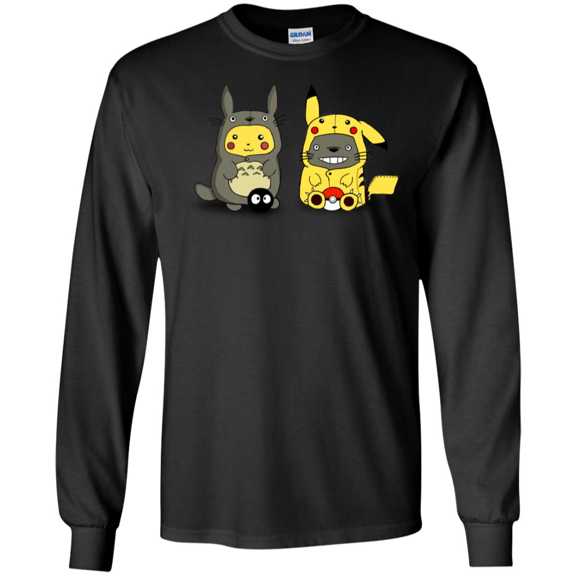 Pikachu Cosplay Totoro And Totoro Cosplay Pikachu T-shirtG240 Gildan LS Ultra Cotton T-Shirt