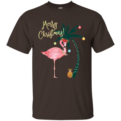 Christmas T-shirt Flamingo Merry Christmas Dark Chocolate