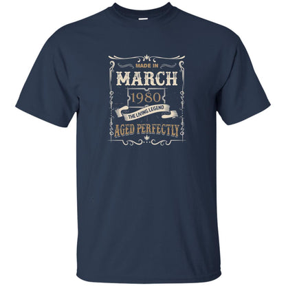 Made In March 1980 The Living Legend 38th Birthday T-shirt Navy