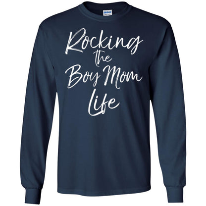 Mommy T-shirt Rocking The Boy Mom Life Navy