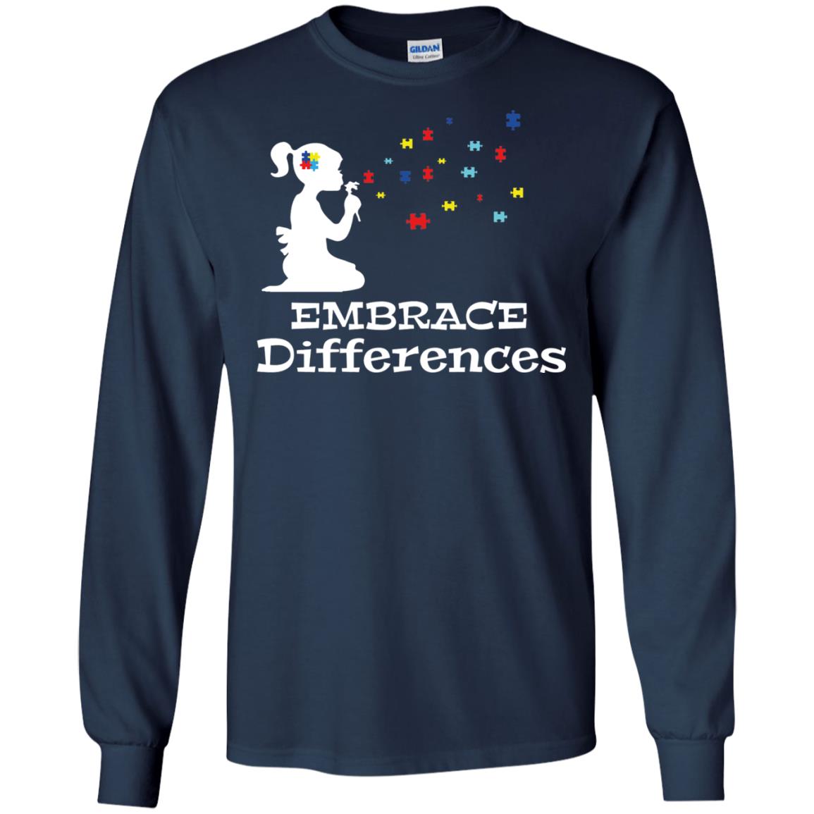 Embrace Differences Autism Awareness T-shirt Navy