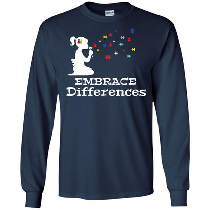 Embrace Differences Autism Awareness T-shirt Navy