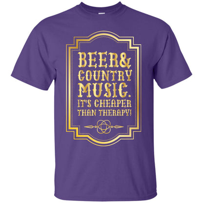 Beer Country Music Its Cheaper Than Therapy Beer Lover Shirt Purple