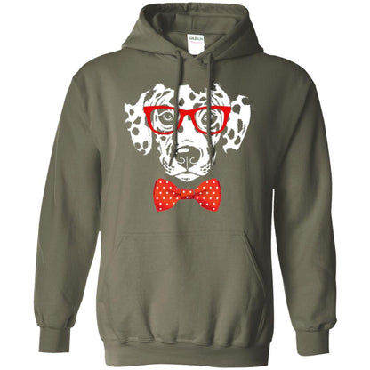 Dog Lover T-shirt Hipster Dog Dalmatian Wearing Glasses Military Green