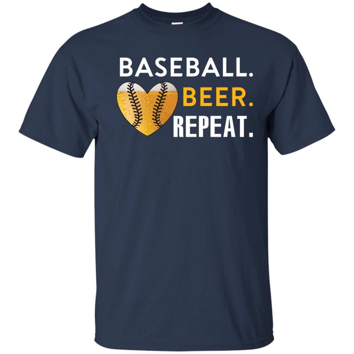 Baseball Lover T-shirt Beer Repeat Navy