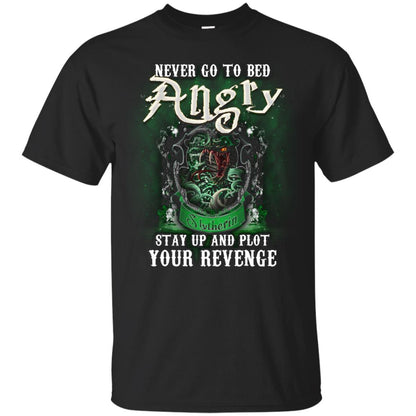 Never Go To Bed Angry Stay Up And Plot Your Revenge Slytherin House Harry Potter Shirt Black